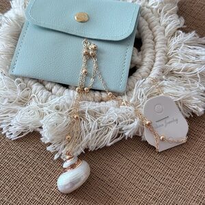 Gold and White Pendant Necklace